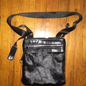 Aqua Madonna faux fur crossbody